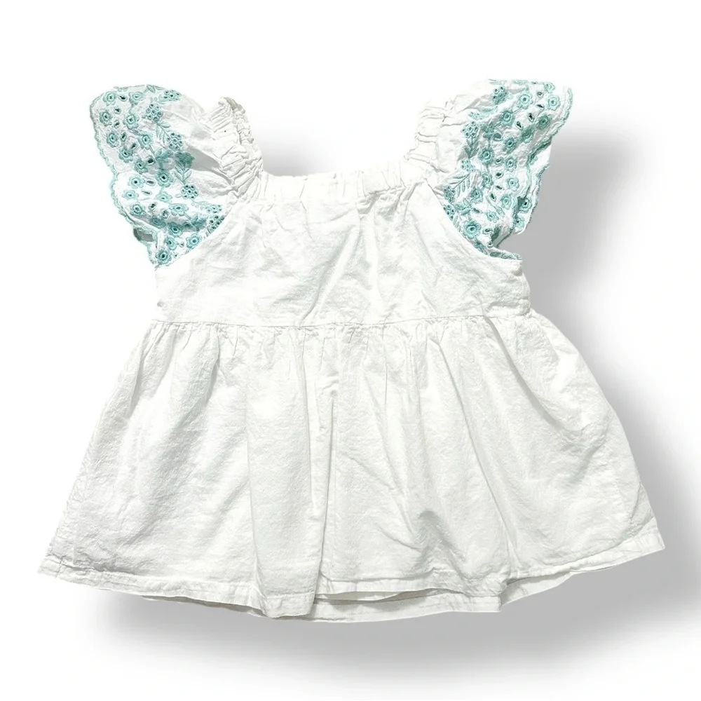 Joie | Embroidered Flutter Sleeve Top (M)